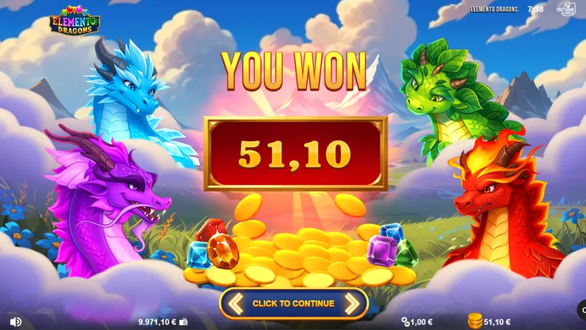 Tampilan visual grid 9x9 pada slot Elemento Dragons dengan elemen naga